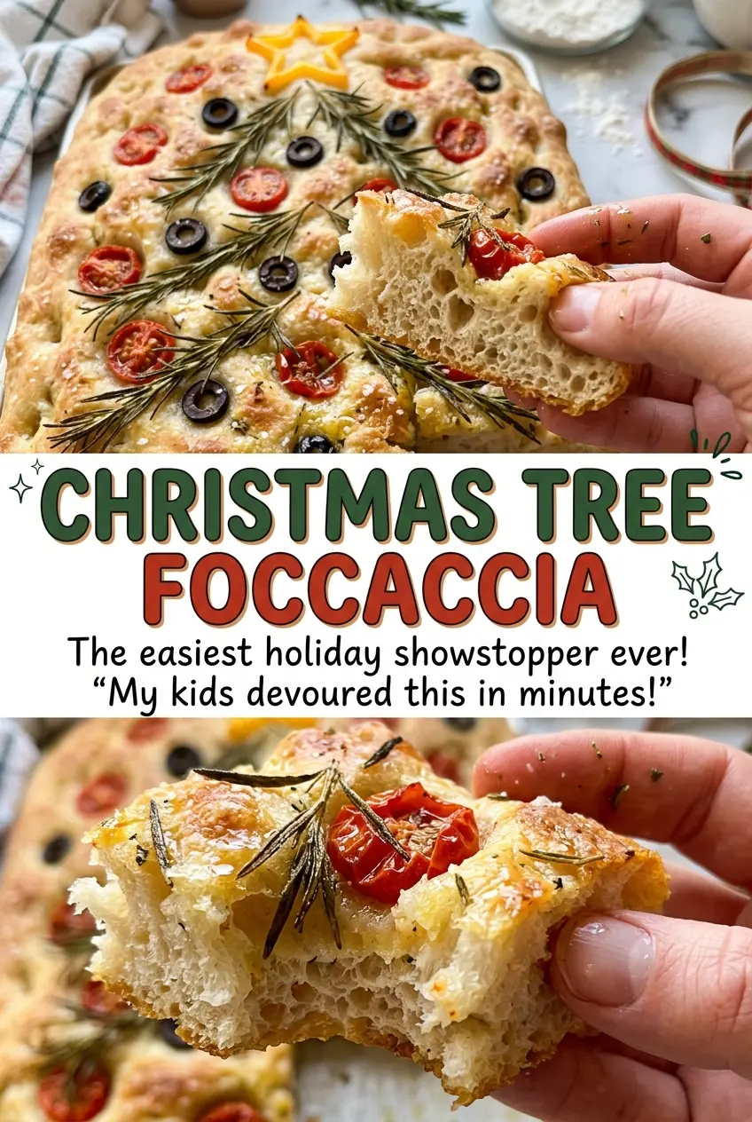 Christmas Tree Focaccia rosemary pepper tomato