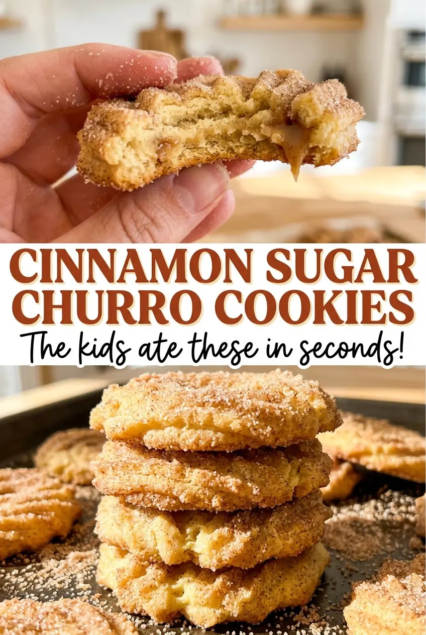 Cinnamon Sugar Churro Cookies crisp cinnamon coating
