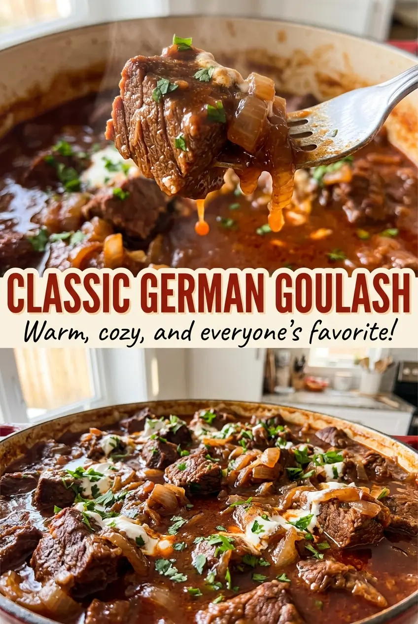 Classic German Goulash tender paprika beef