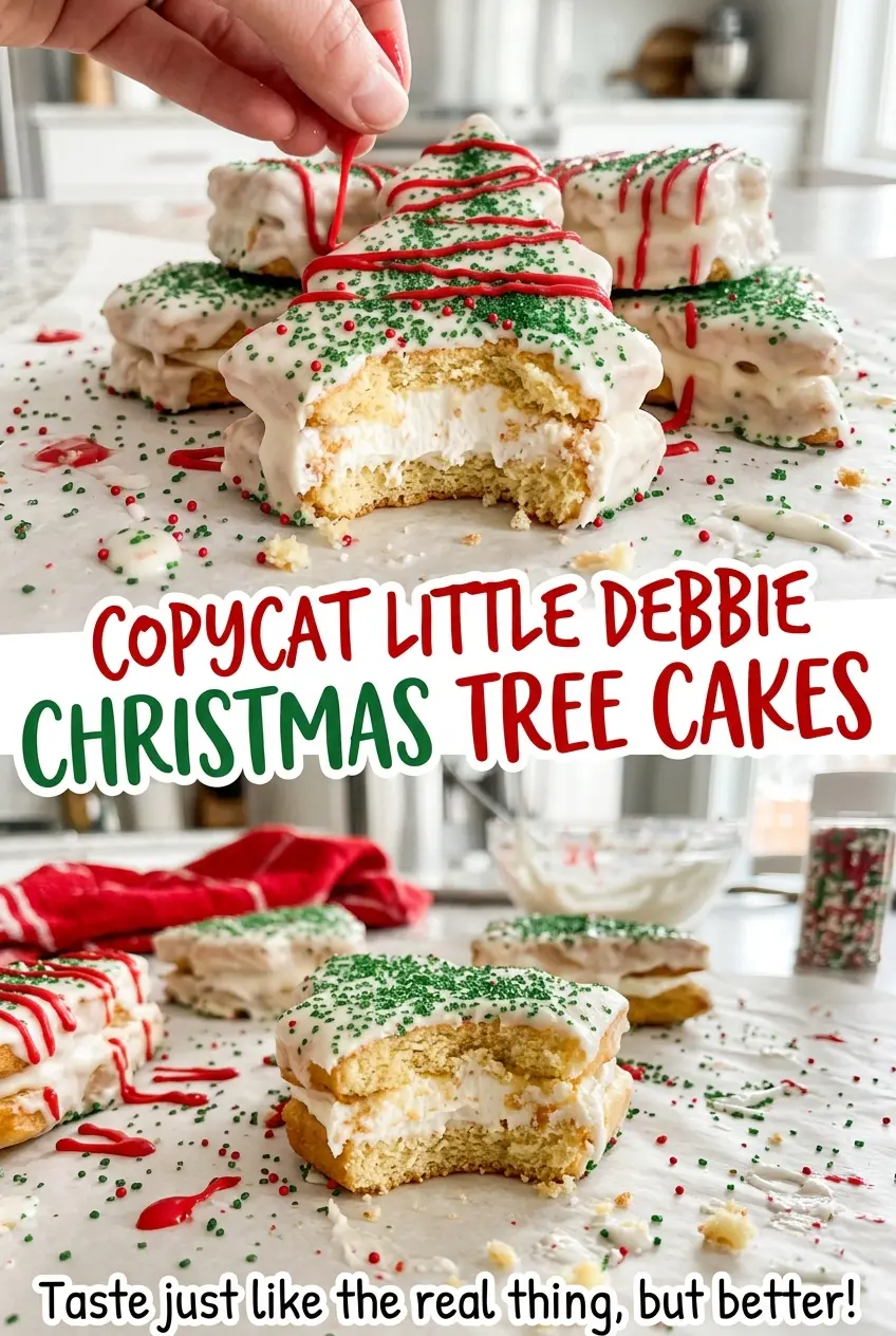 Copycat Little Debbie Christmas Tree Cakes soft vanilla layers