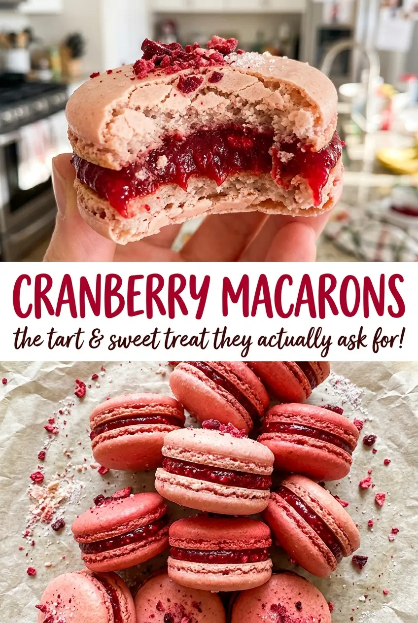 Cranberry macarons with pink filling