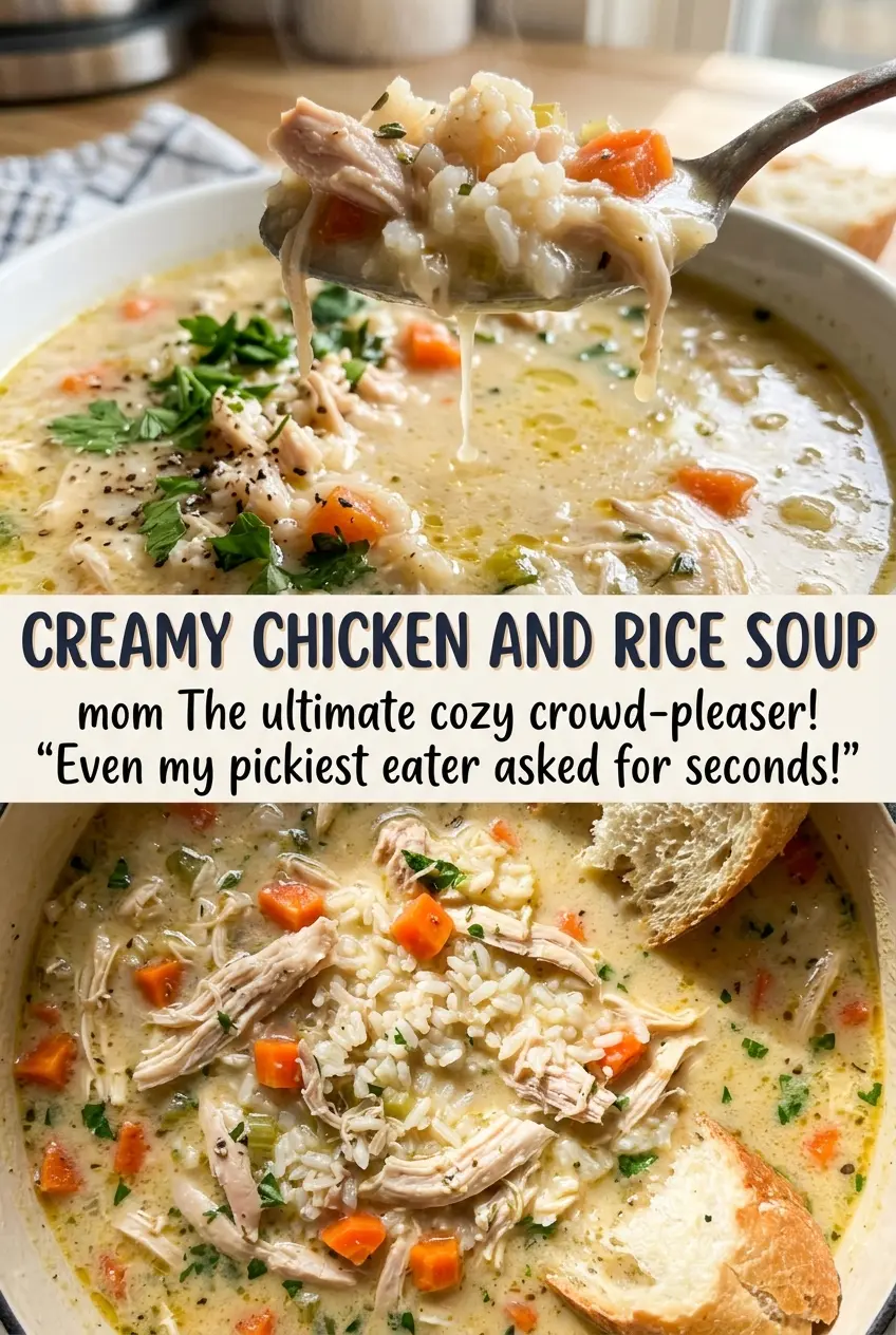 Creamy Chicken and Rice Soup, rich and comforting
