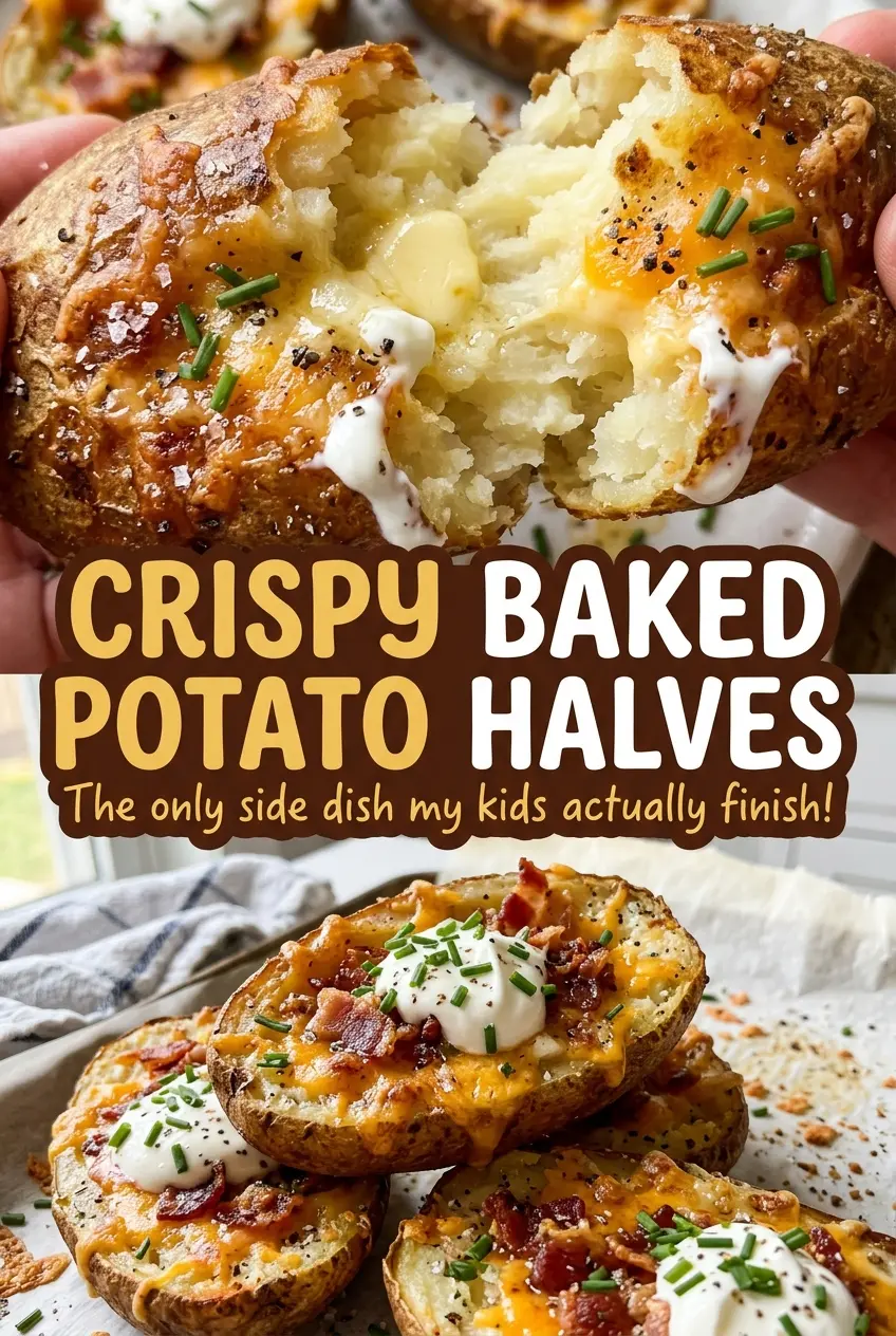 Crispy Baked Potato Halves tender and golden