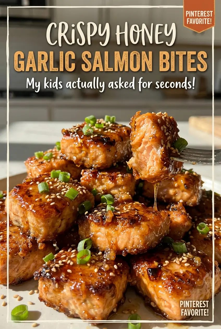 Crispy Honey Garlic Salmon Bites sticky tender pieces