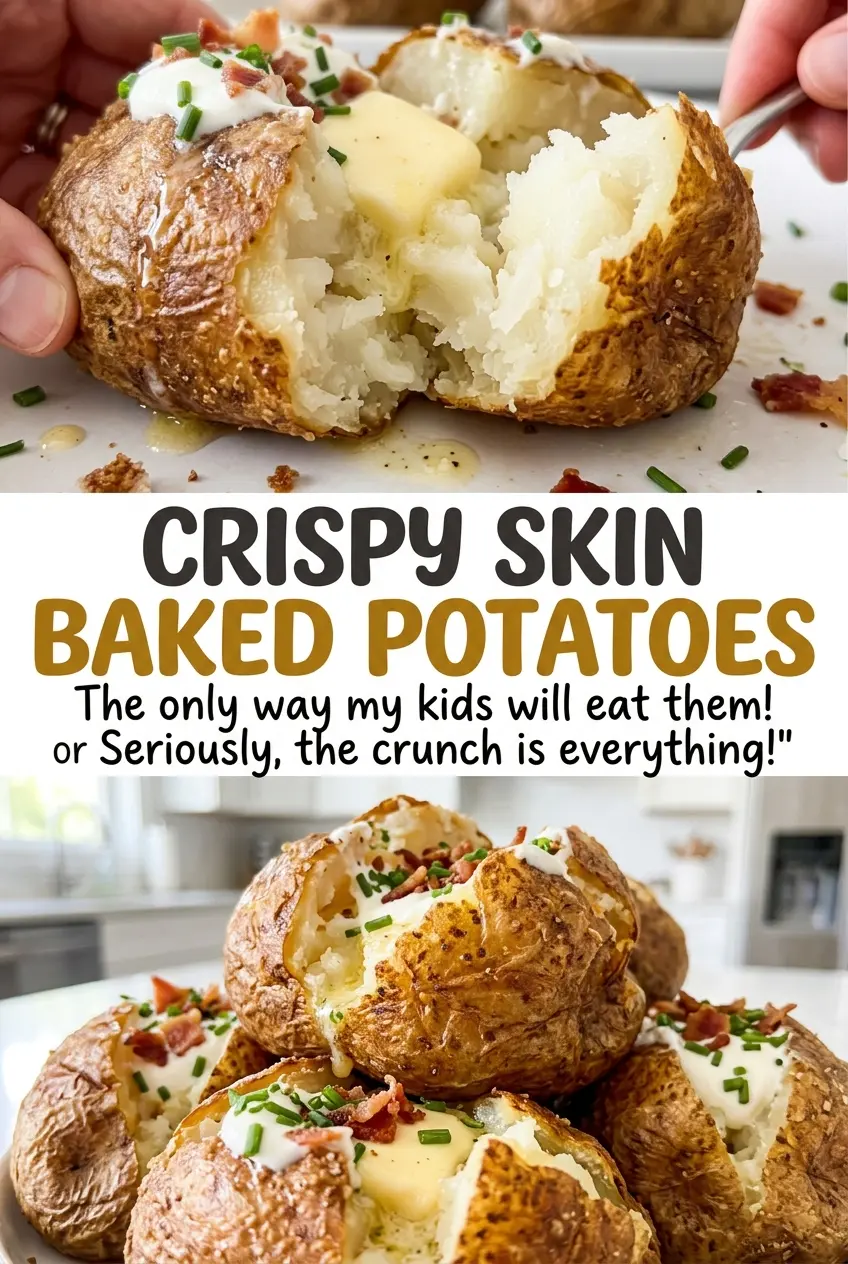 Crispy Skin Baked Potatoes with crisp, golden skins