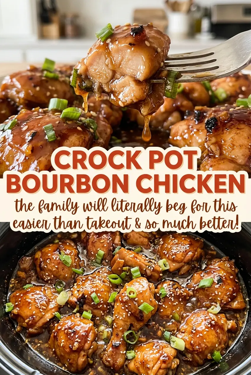 Crock Pot Bourbon Chicken tender glazed thighs