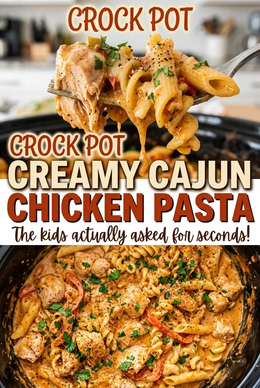 Crock Pot Creamy Cajun Chicken Pasta tender chicken and penne