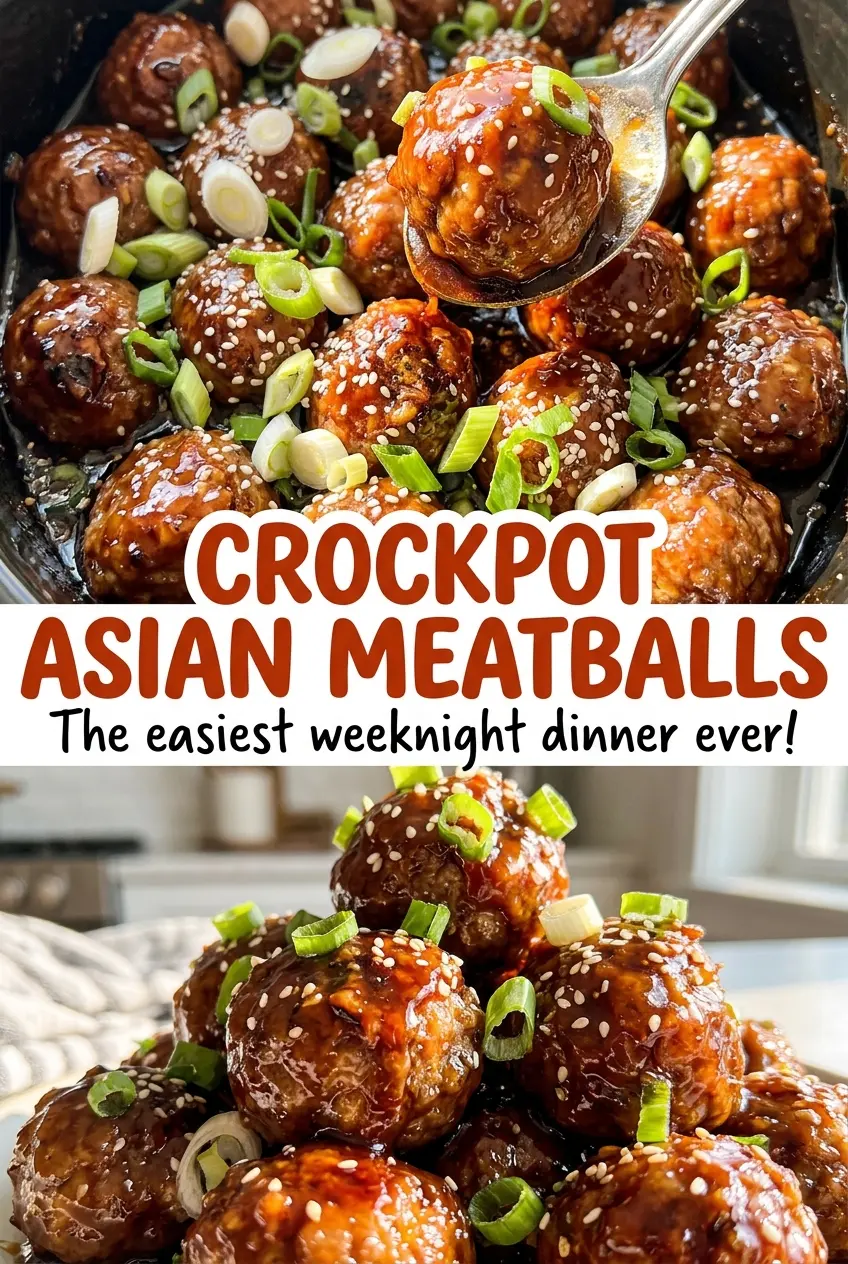 Crockpot Asian Meatballs glossy sesame glaze