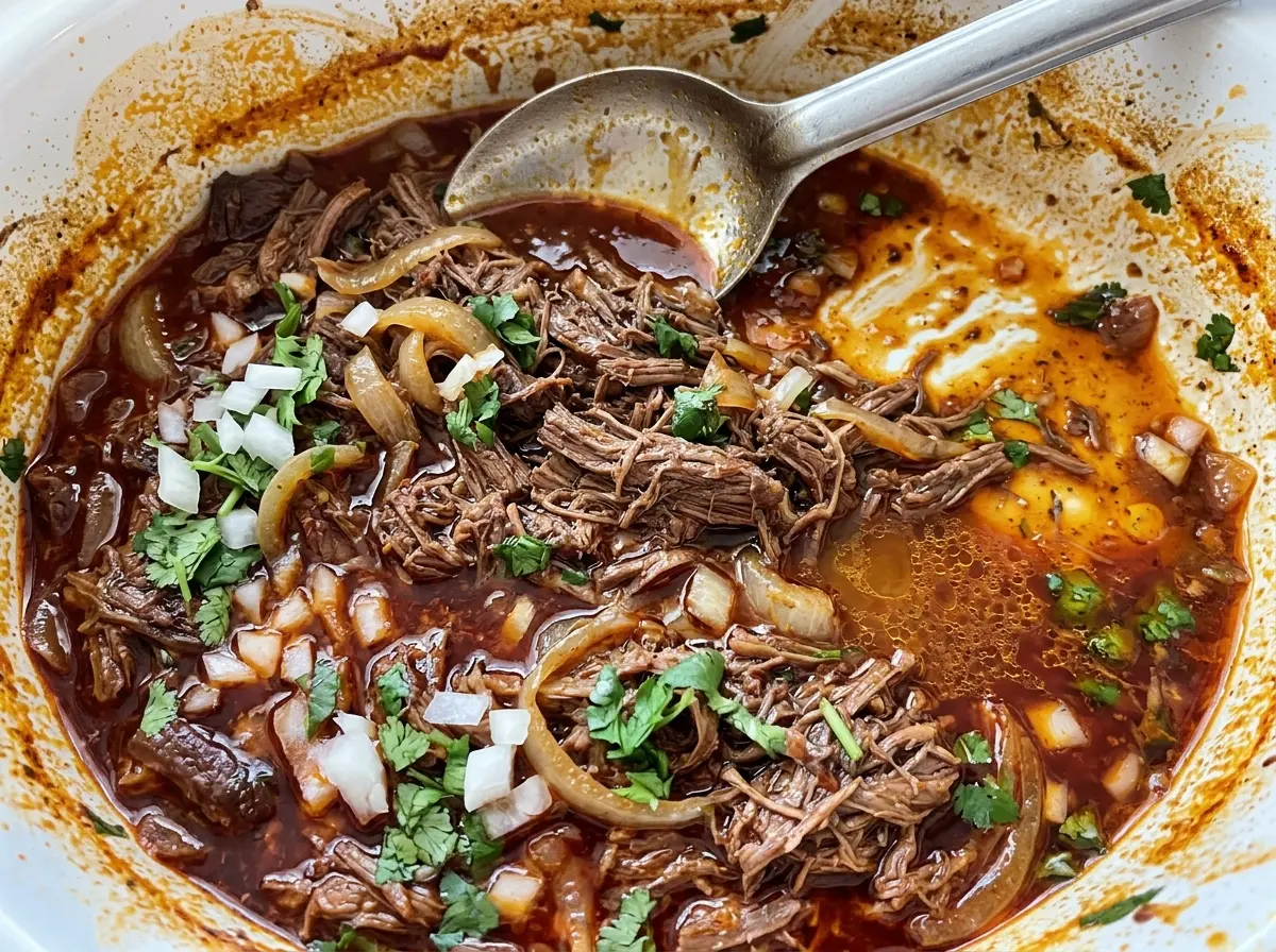 Crockpot Mexican Birria tender shredded beef