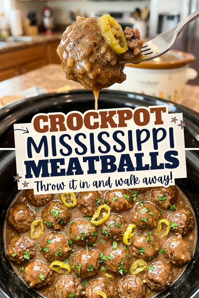 Crockpot Mississippi Meatballs tender saucy pepperoncini