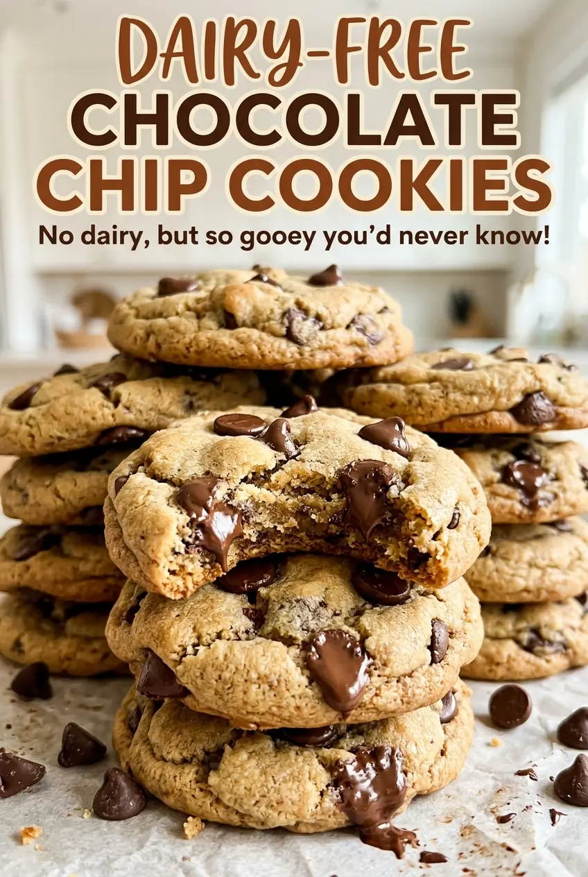 Dairy free chocolate chip cookies with soft centers