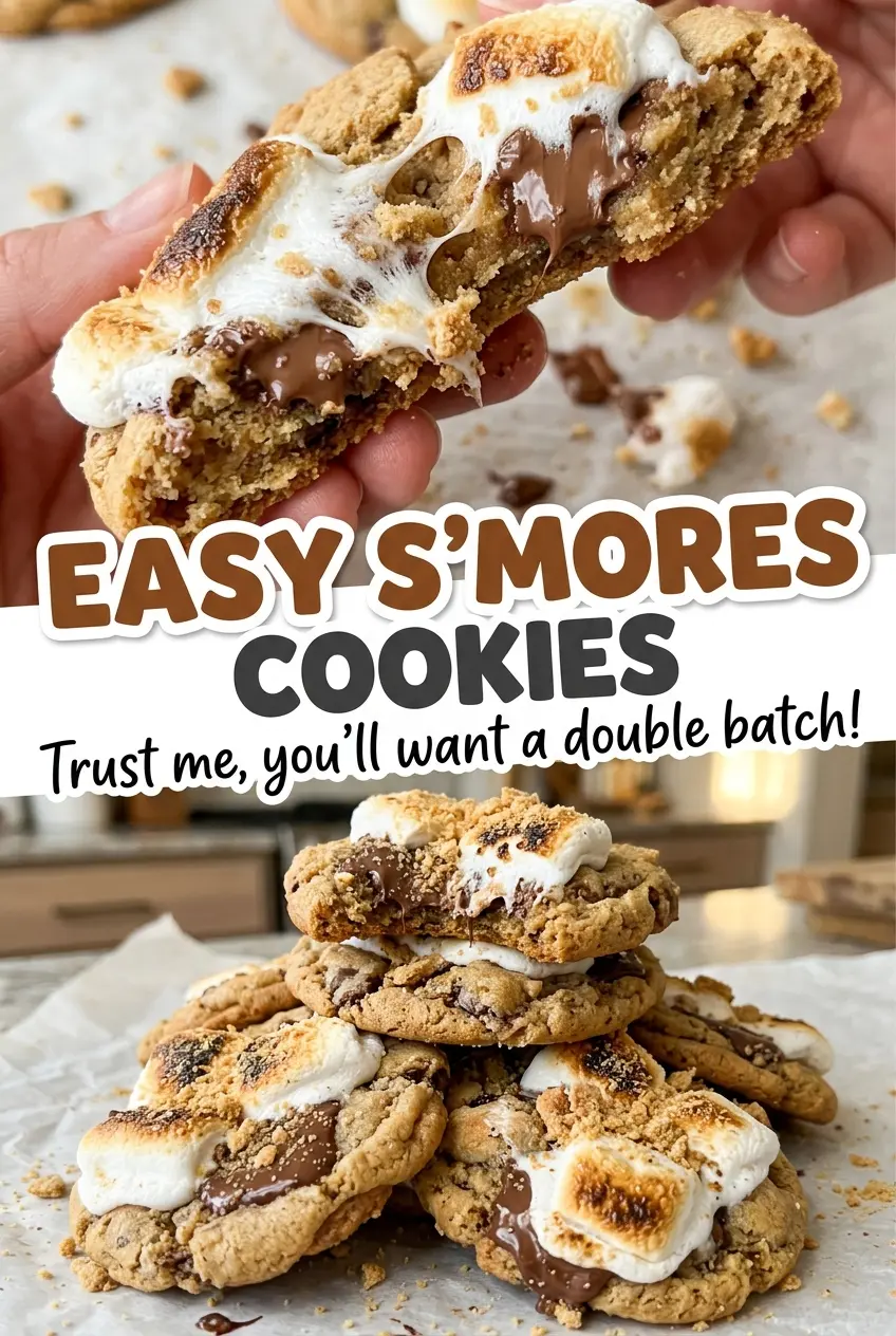 Easy Smores Cookies with golden edges