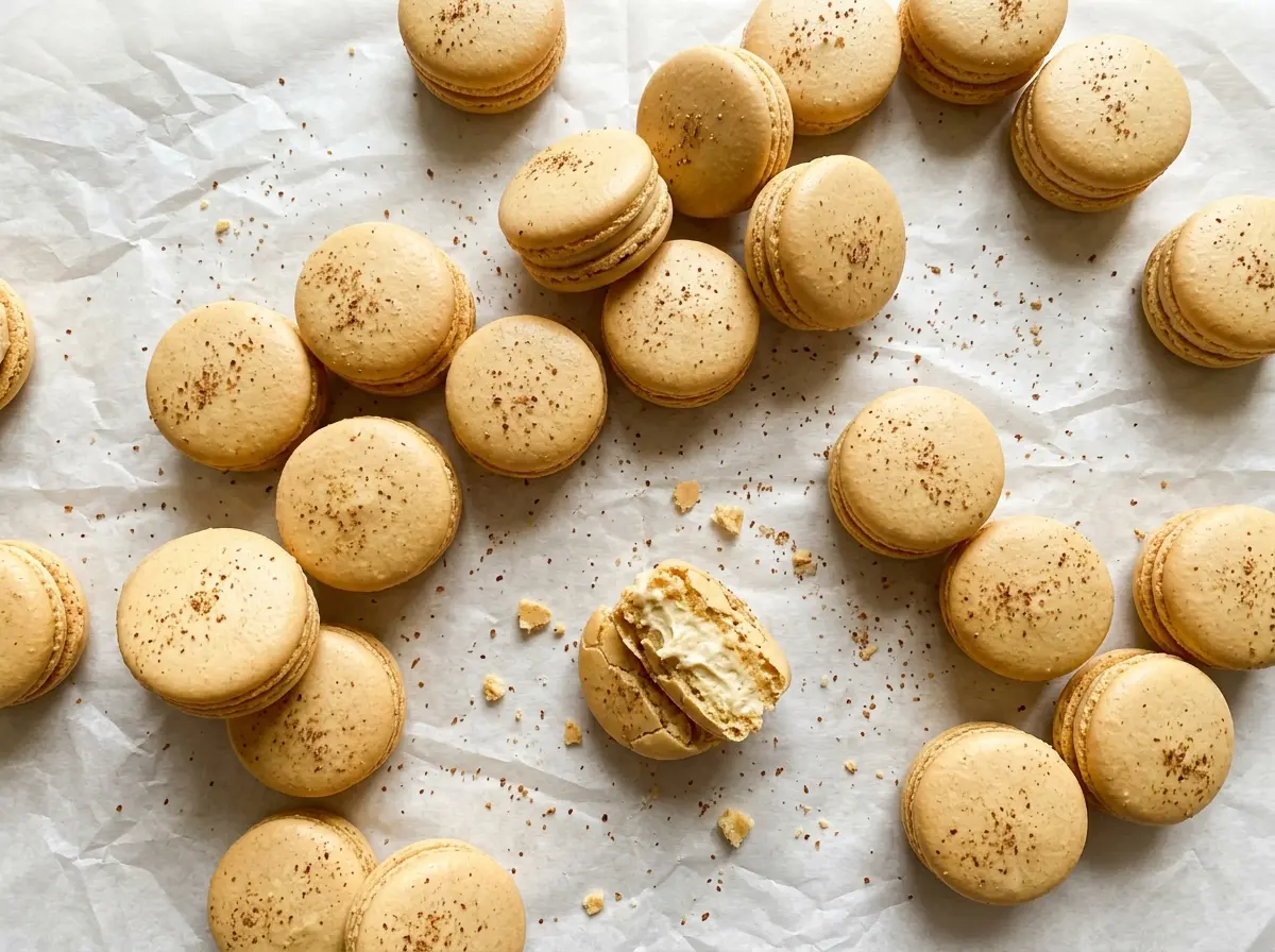 Eggnog Macarons crisp nutmeg shells