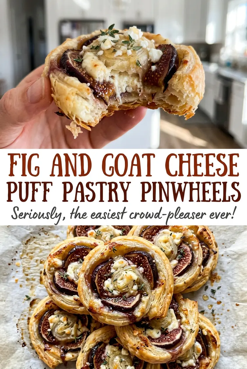 Fig and Goat Cheese Puff Pastry Pinwheels with sweet savory filling