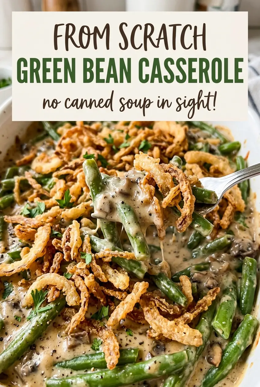 From Scratch Green Bean Casserole golden onions