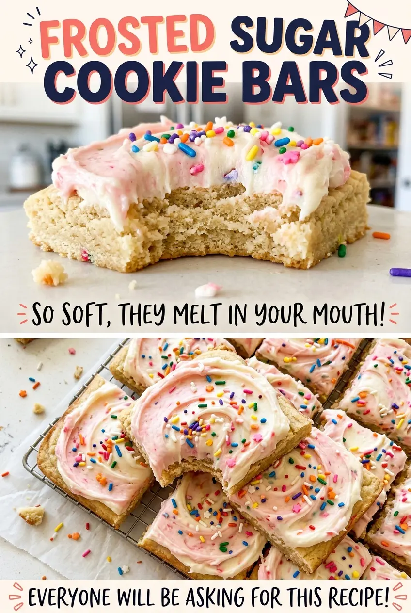Frosted Sugar Cookie Bars colorful sprinkle topping