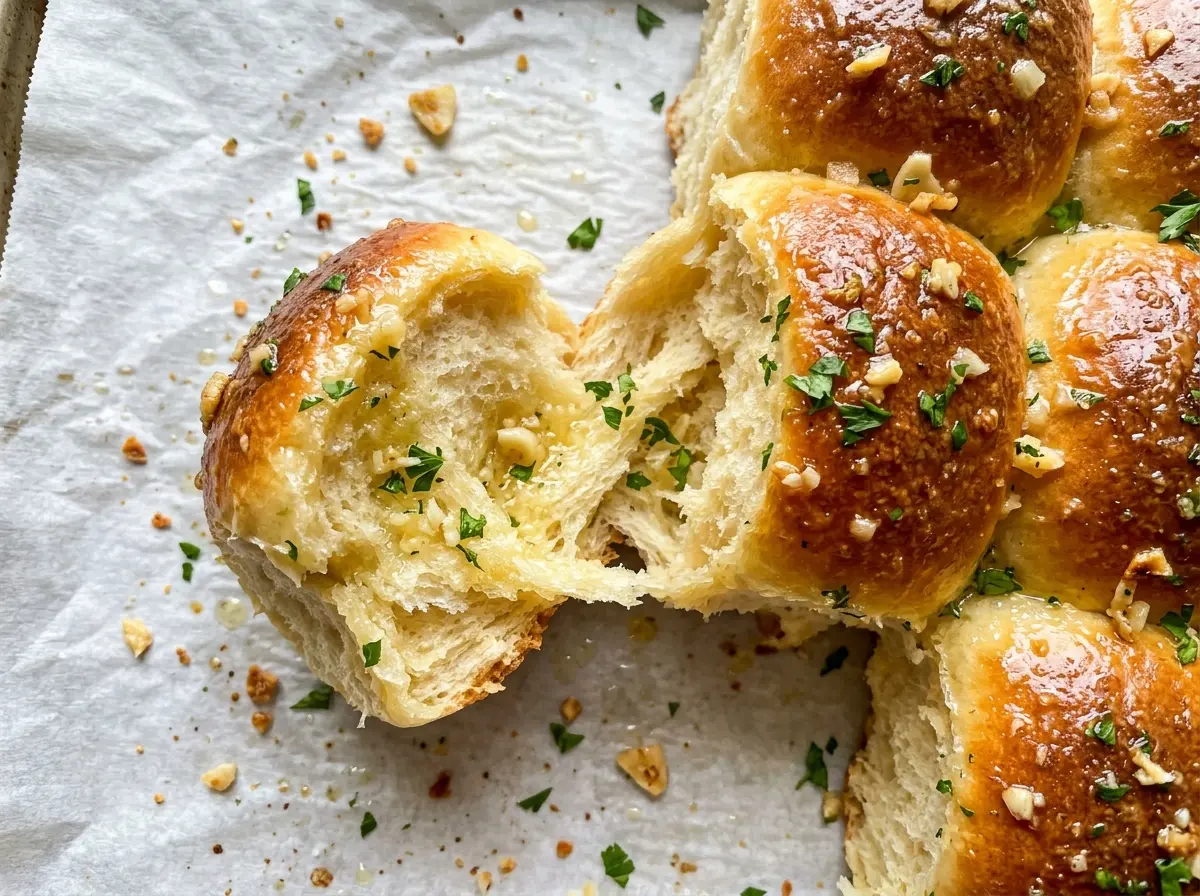 Garlic Butter Bread Rolls golden soft tops