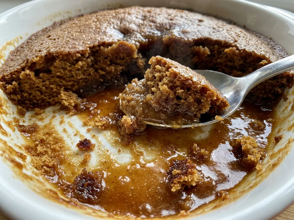 Gingerbread Pudding Cake, warm and saucy