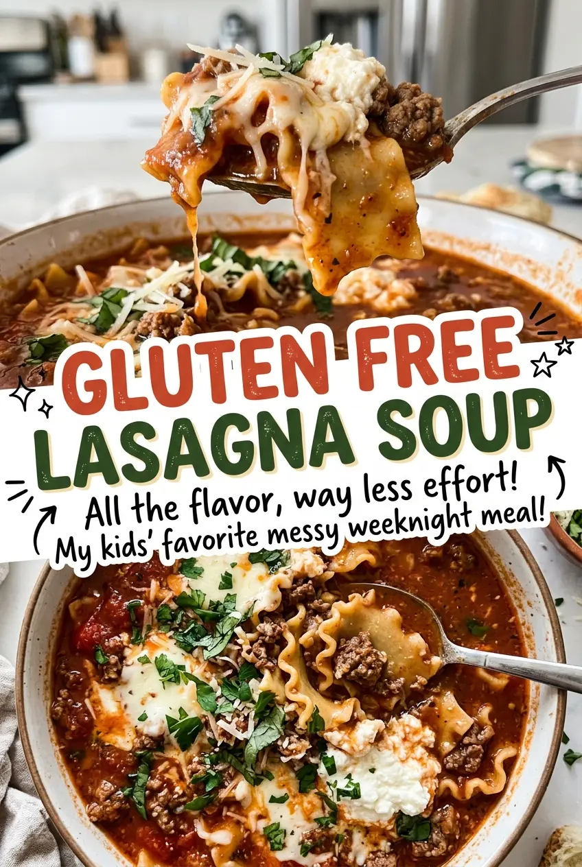 Gluten Free Lasagna Soup with ricotta topping