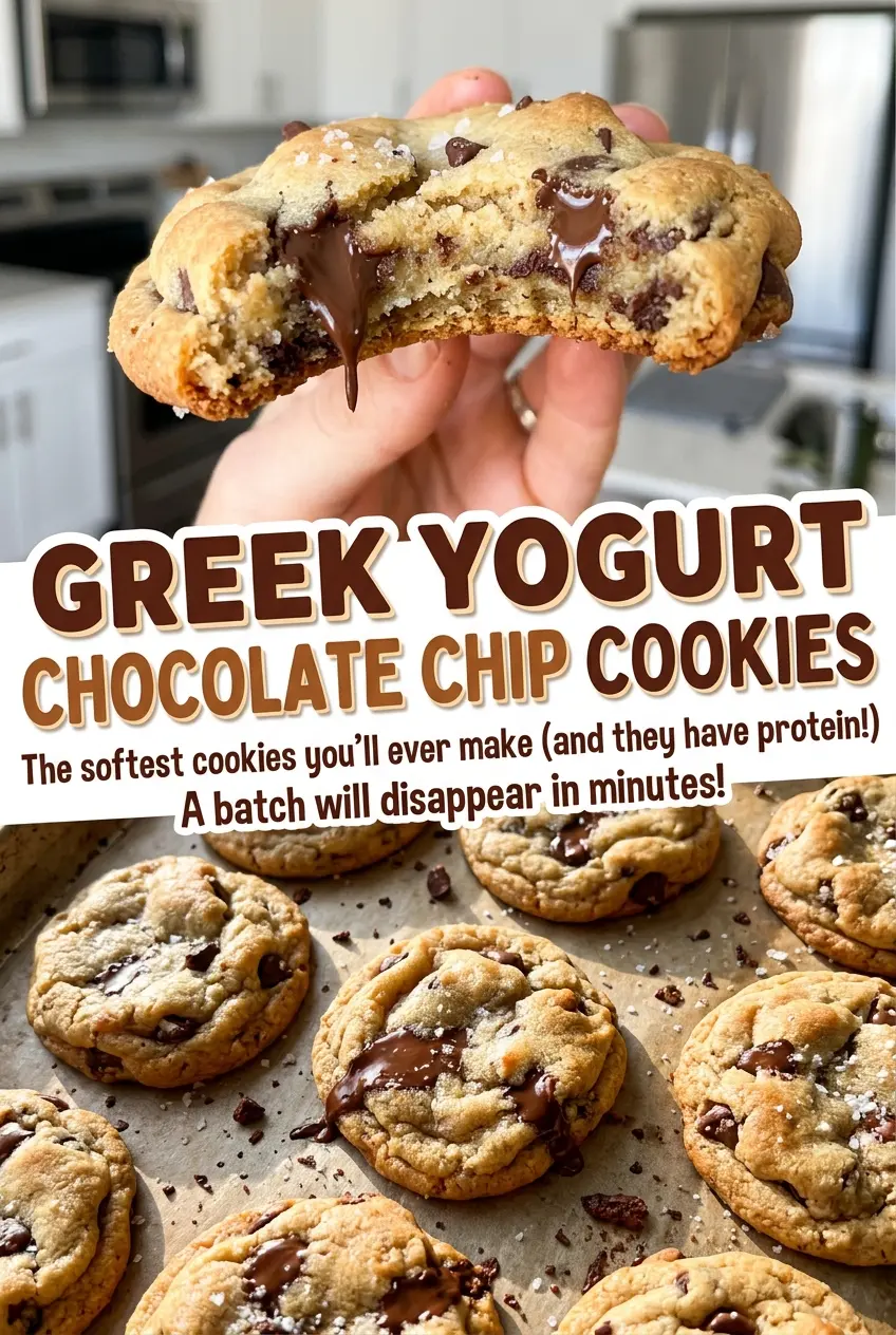 Greek Yogurt Chocolate Chip Cookies soft centers