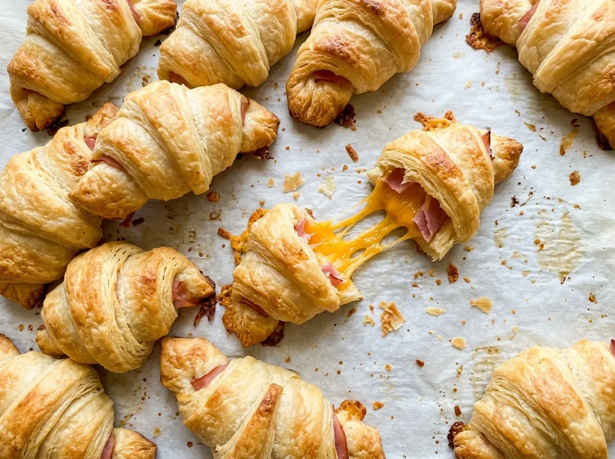 Ham and Cheese Crescent Rolls golden flaky spirals