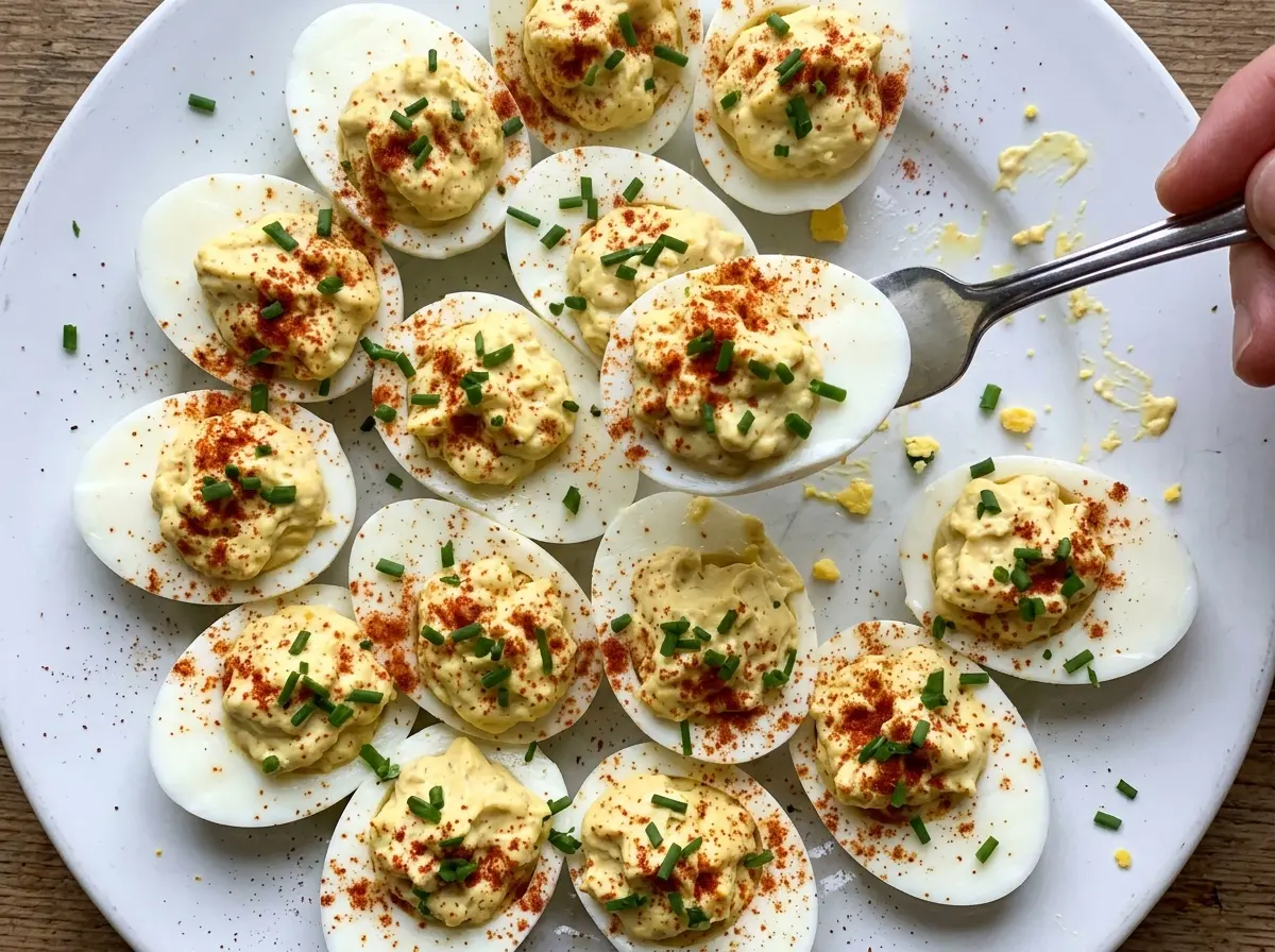 Healthy Deviled Eggs creamy yolk filling