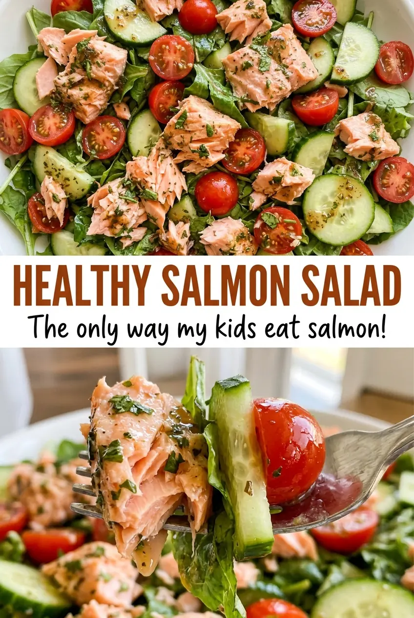 Healthy Salmon Salad, tender and vibrant