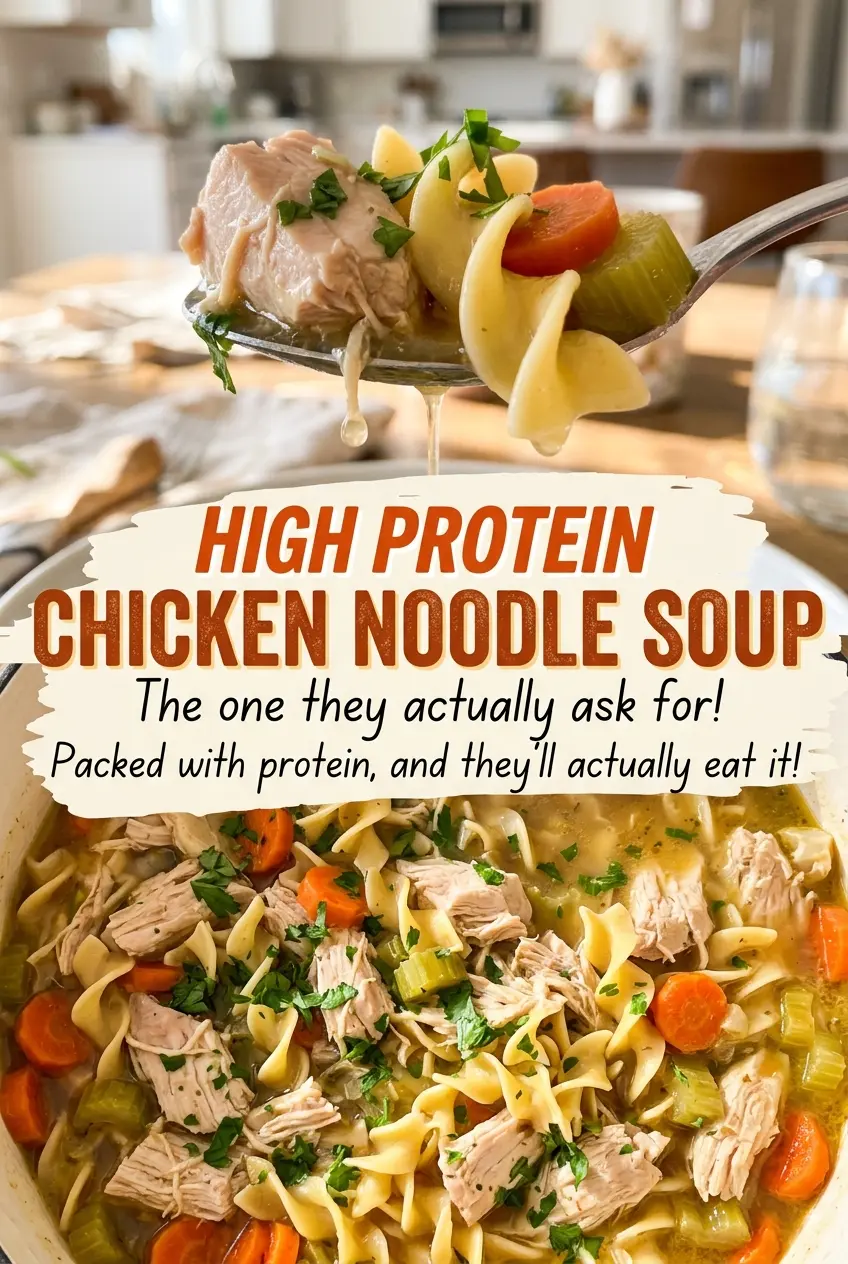High Protein Chicken Noodle Soup tender chicken egg noodles