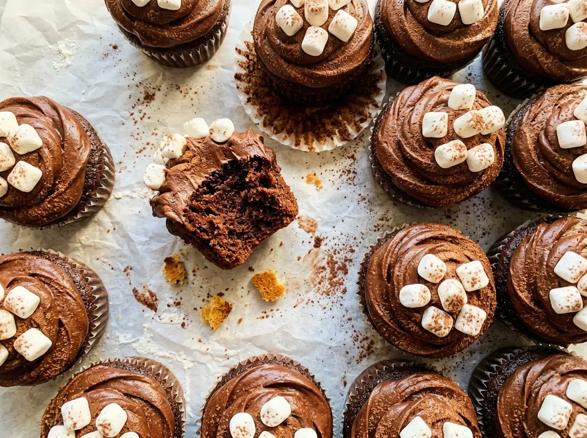 Hot Chocolate Cupcakes cocoa marshmallow frosting