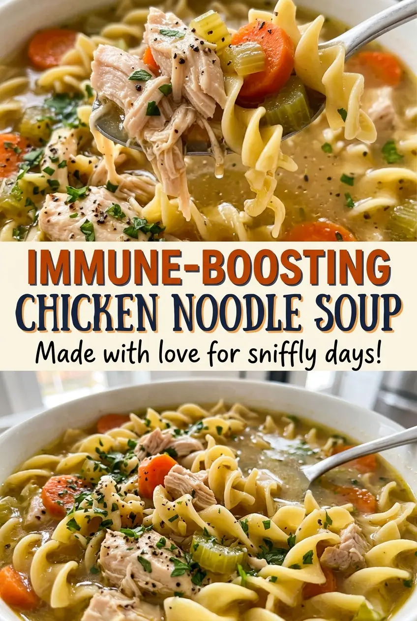 Immune-Boosting Chicken Noodle Soup tender noodles