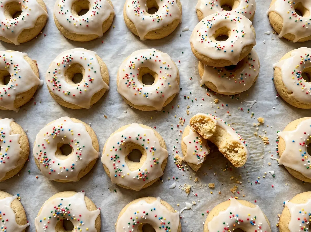 Italian Anise Christmas Cookies with glossy glaze and sprinkles