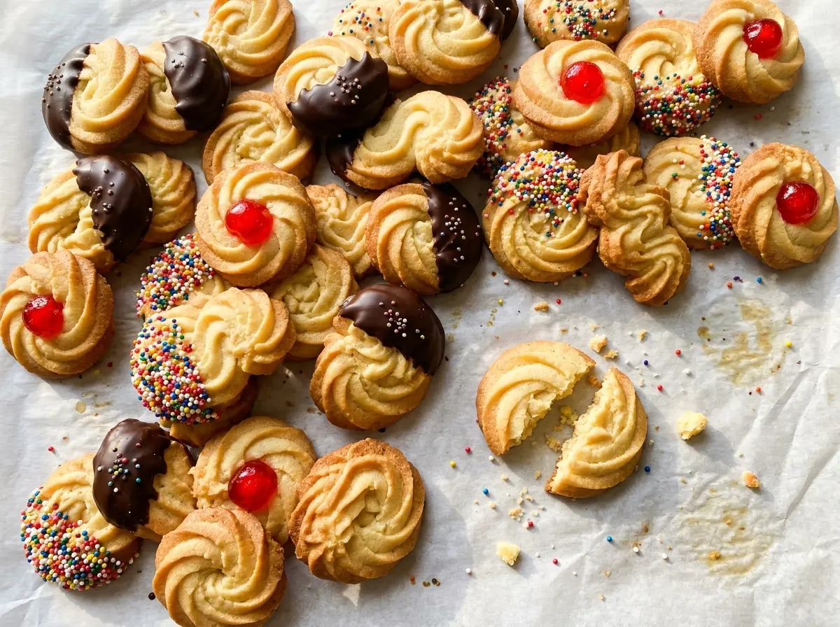 Italian butter cookies golden star rosettes
