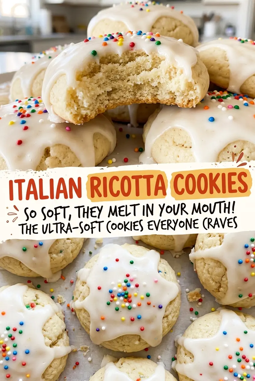 Italian Ricotta Cookies tender lemon glazed