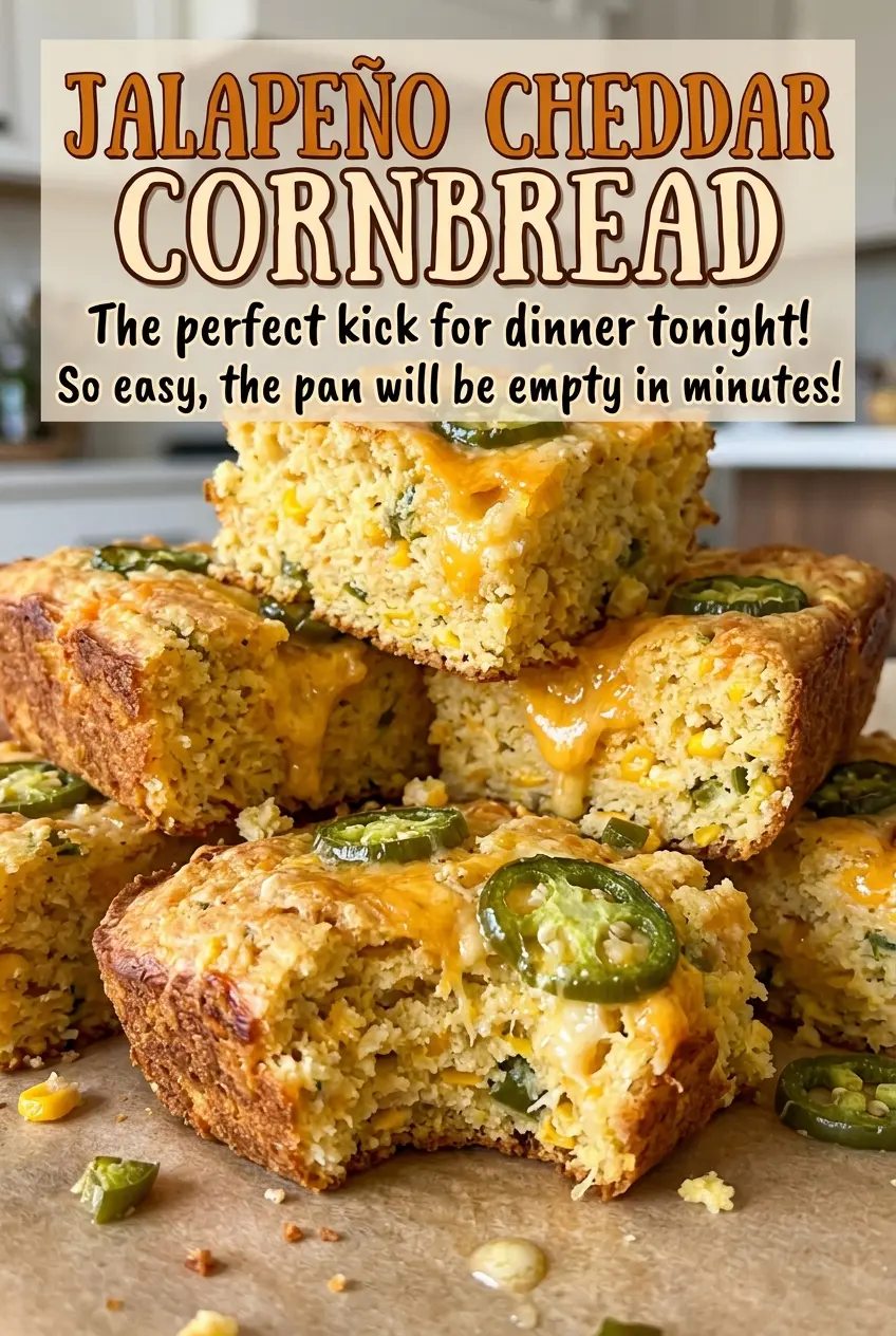 Jalapeno cheddar cornbread tender peppery