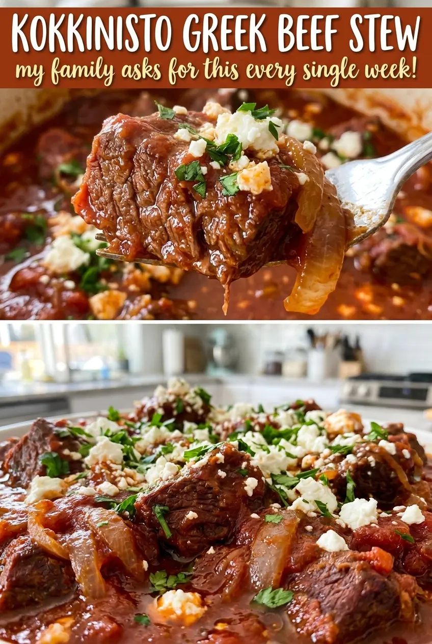 Kokkinisto Greek Beef Stew cinnamon-scented tomato sauce