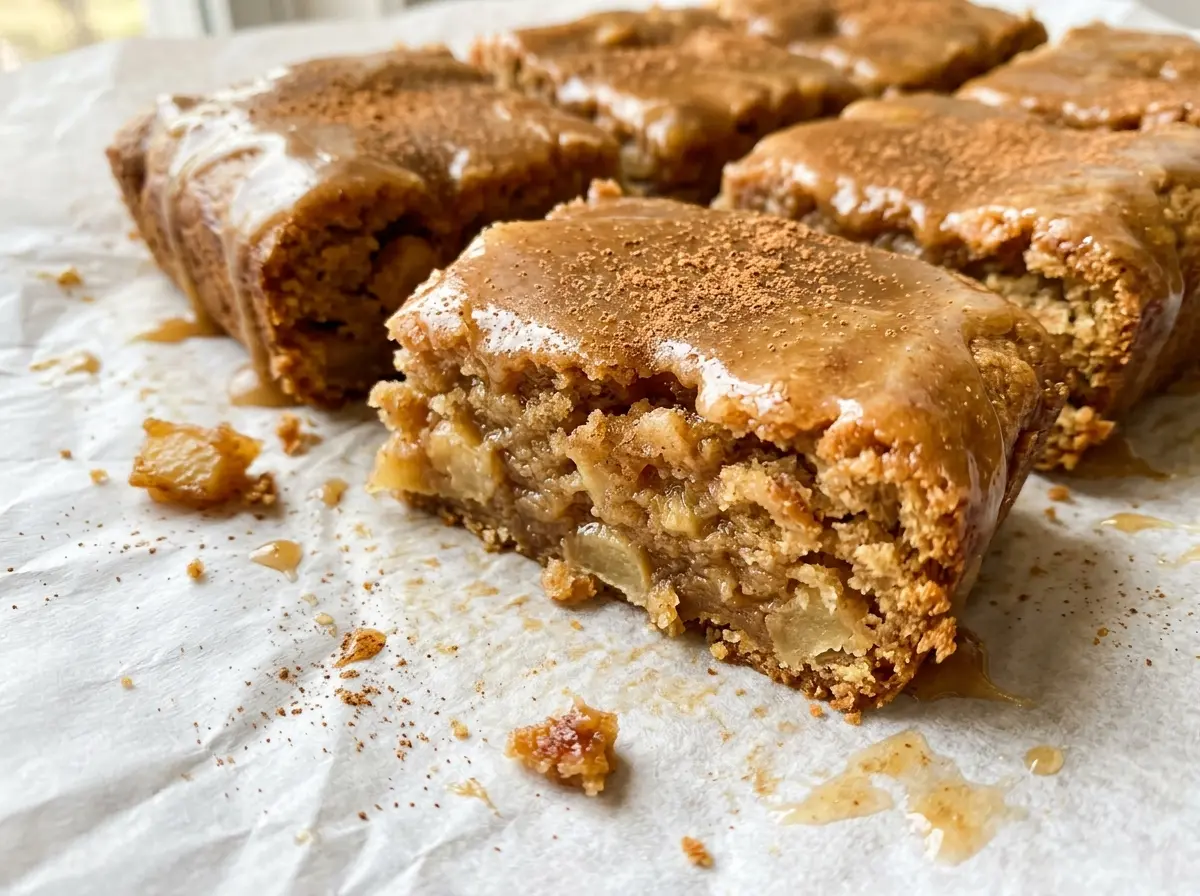 Maple Glazed Apple Blondies with golden tops