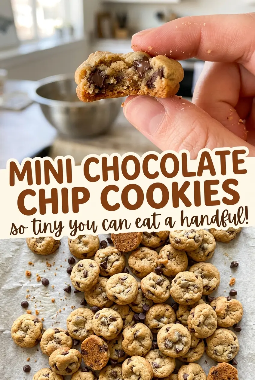 Mini Chocolate Chip Cookies, tiny and chocolatey
