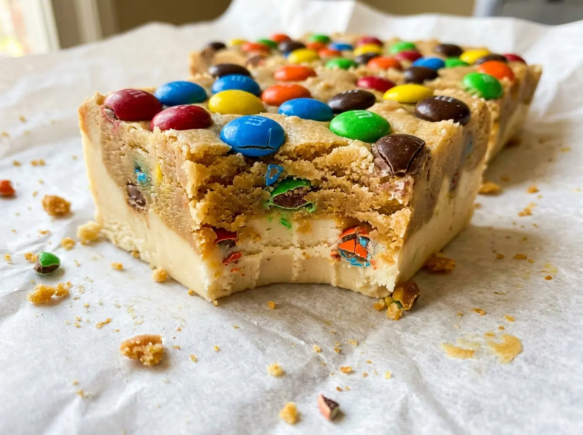 M&M Cookie Dough Fudge creamy colorful squares