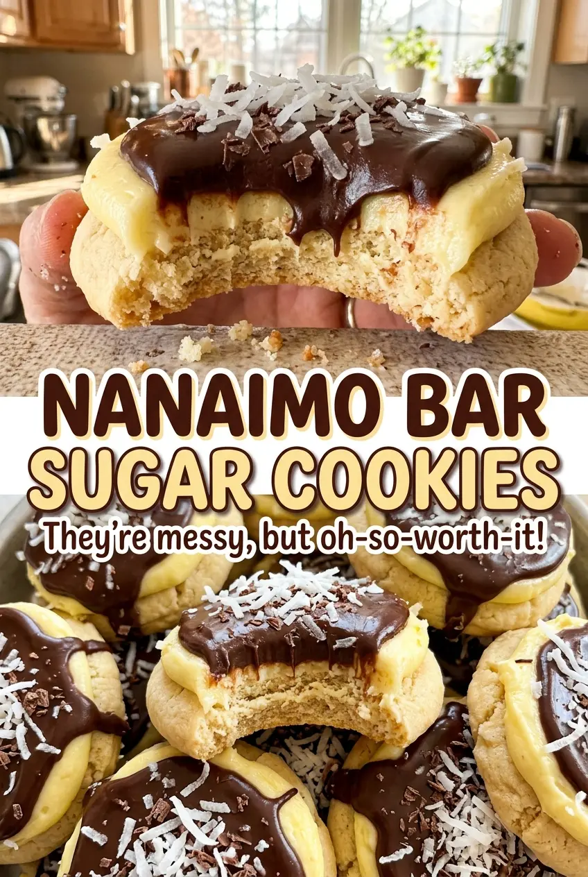 Nanaimo Bar Sugar Cookies layered chocolate coconut almond
