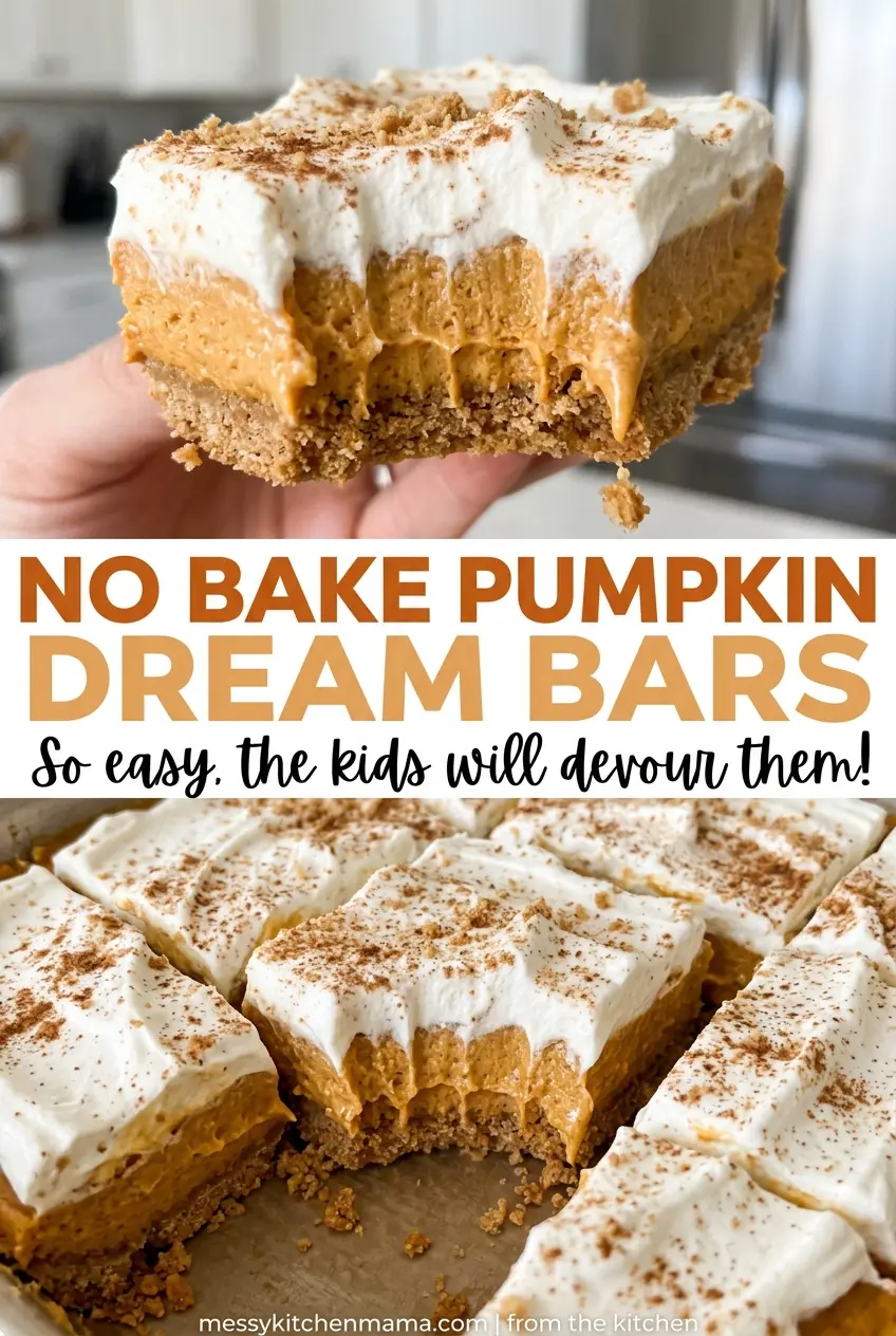 No Bake Pumpkin Dream Bars smooth layered filling