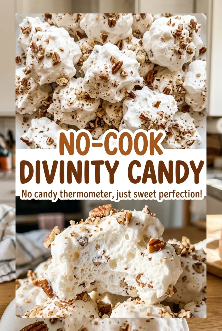 No Cook Divinity Candy with pecans and soft bites