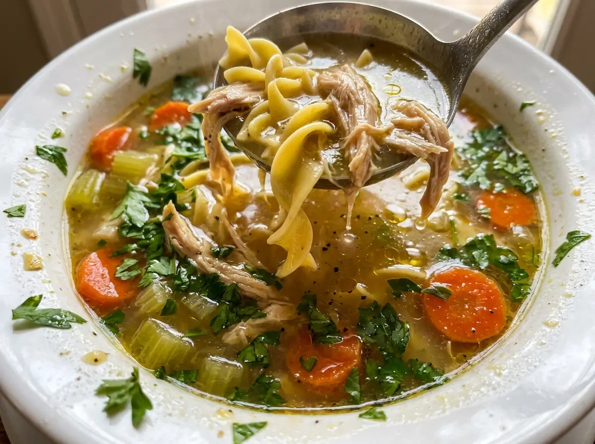 Paula Deen Chicken Noodle Soup hearty golden comforting