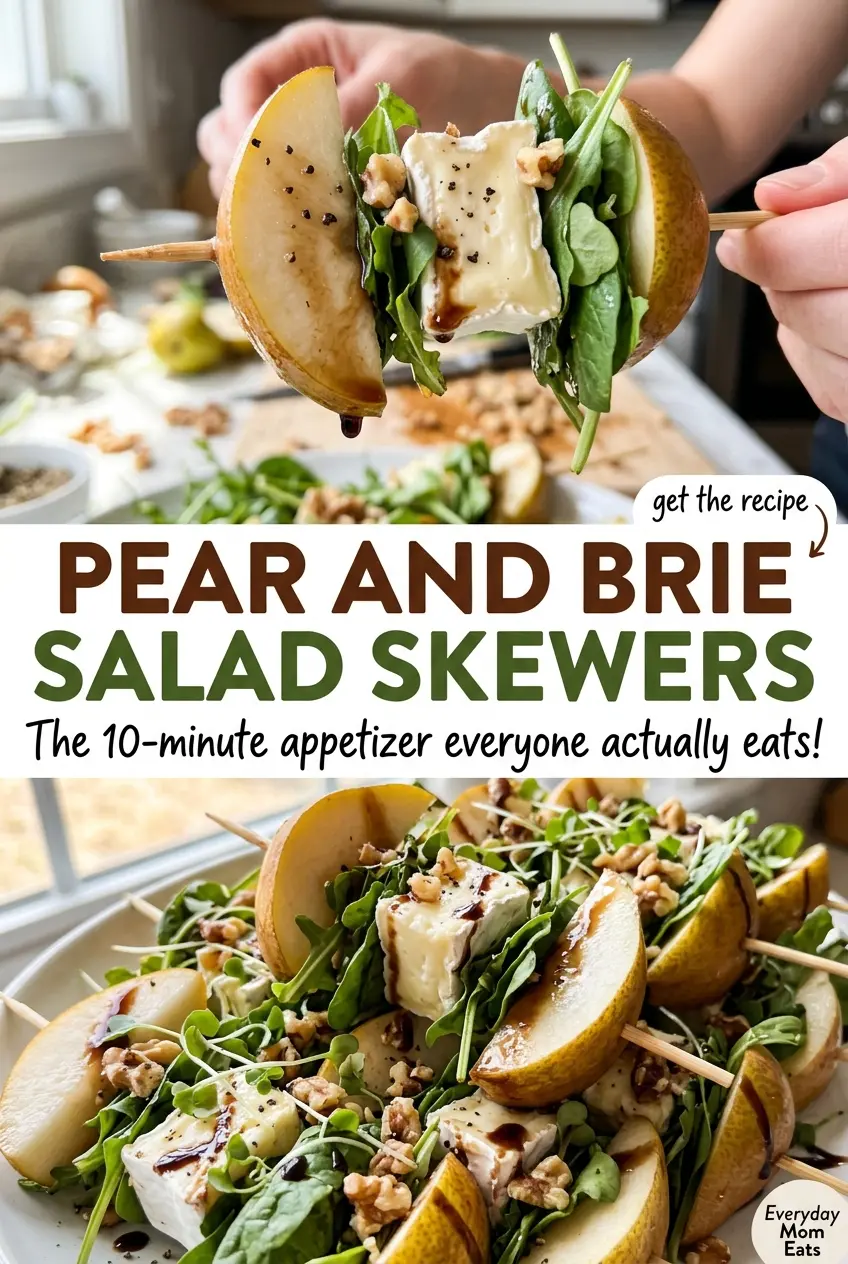 Pear and Brie Salad Skewers with crisp pear and creamy Brie