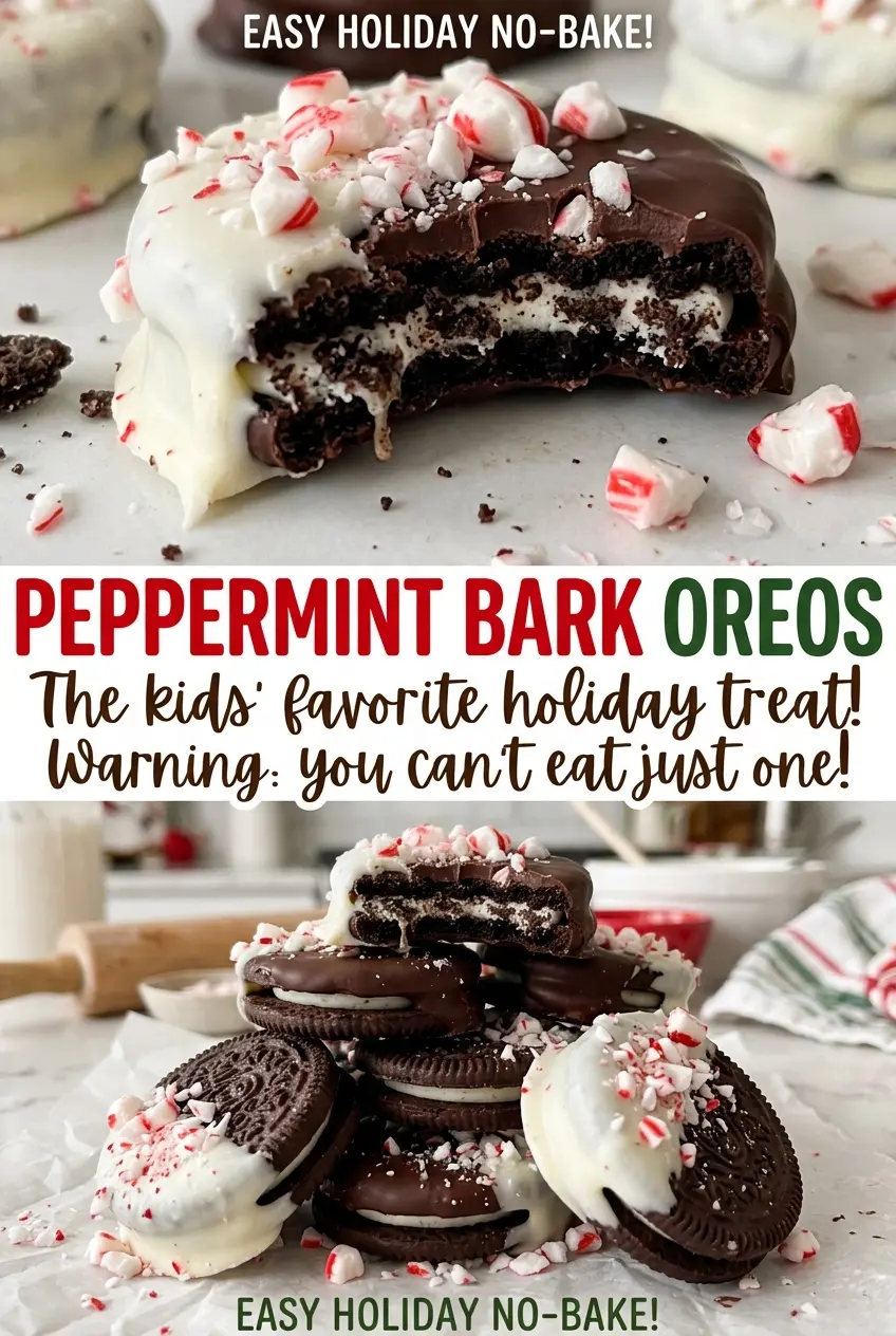Peppermint Bark Oreos crisp candy cane topping
