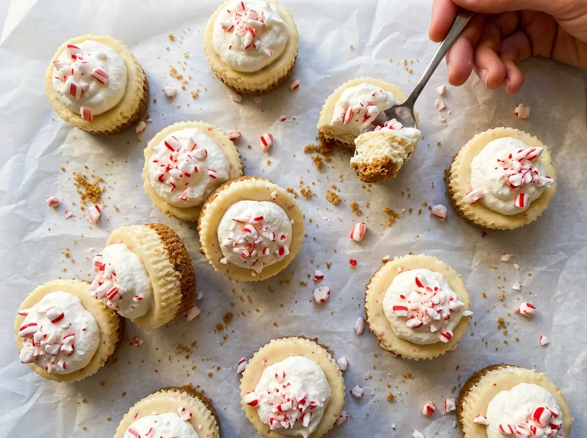 Peppermint cheesecakes, creamy and minty