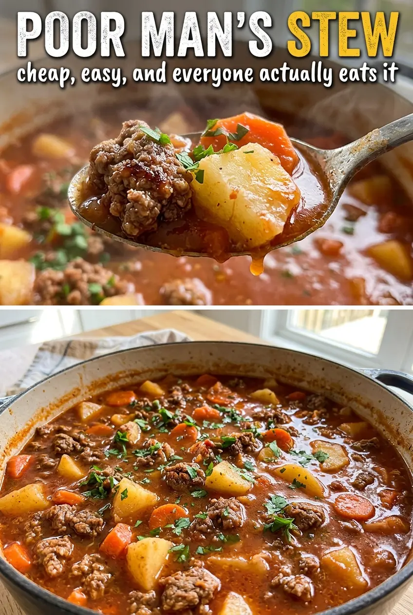 Poor Mans Stew tender potatoes carrots