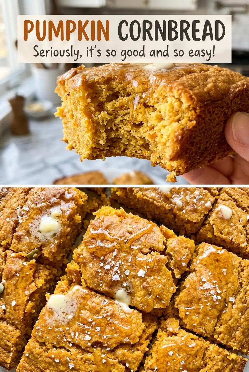 Pumpkin cornbread cinnamon golden squares