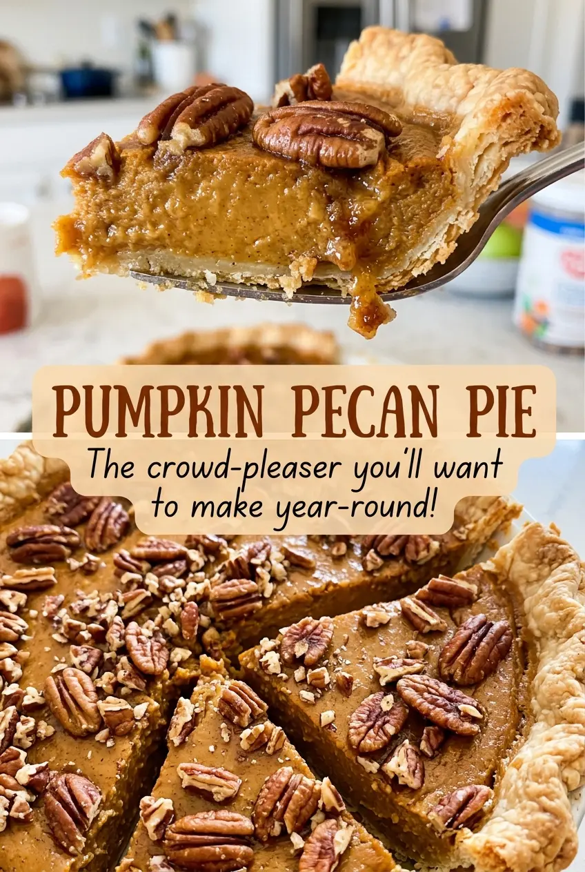 Pumpkin Pecan Pie spiced filling crunchy pecans