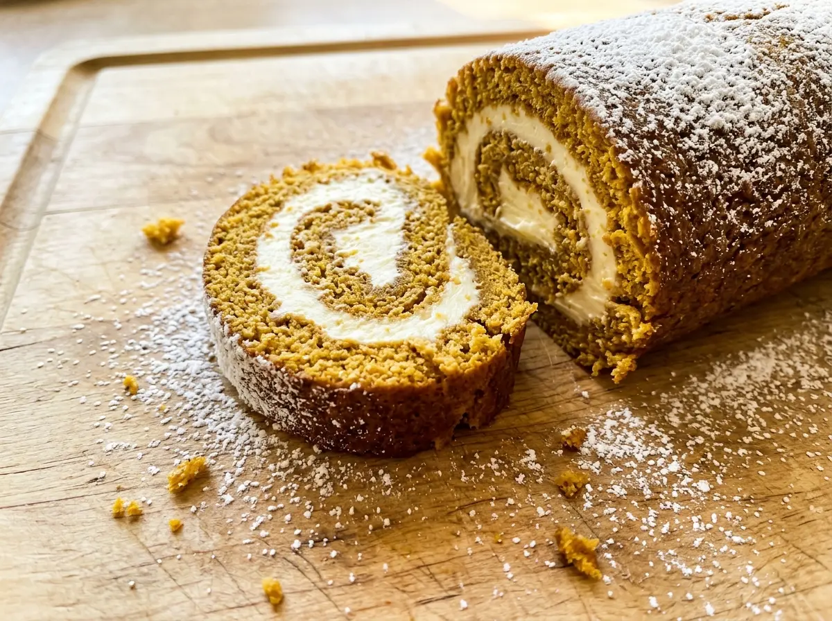 Pumpkin Roll with cinnamon swirl