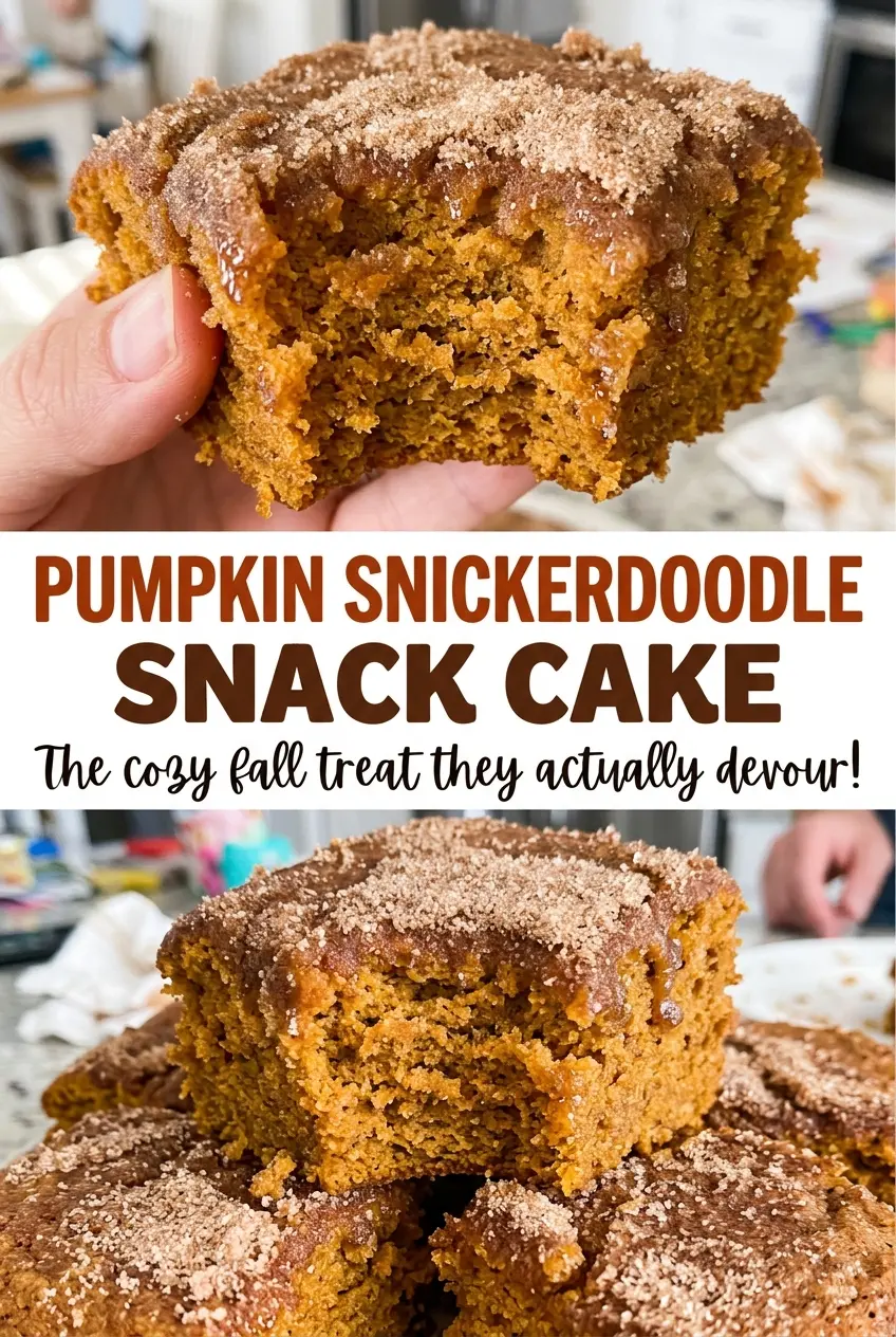 Pumpkin Snickerdoodle Snack Cake soft spiced squares